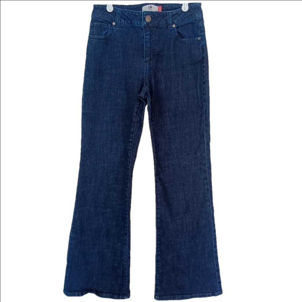 Cabi Trouser Jeans Women Size 4 Dark Indigo Blue Flare Leg Denim 5691R
